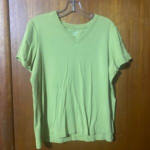 Lands' End Women's Fresh Green V-Neck Tee
